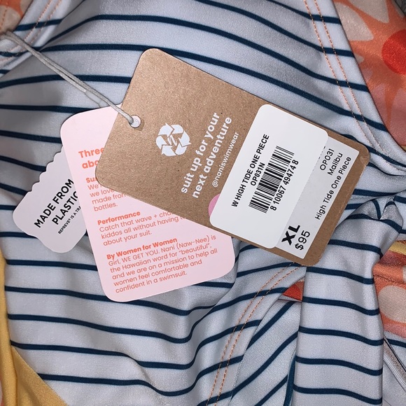 Nani Swimwear Floral and Stripe Center Cutout One Piece Swimsuit Size XL - Picture 4 of 7